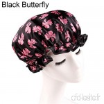 Femme étanche Polka Dot Cheveux Fleur Motif coloré de bain Bain Bonnet de douche  motif papillon noir  27cm/10.63"  Caliber: 11cm/4.33" - B07655CDG3